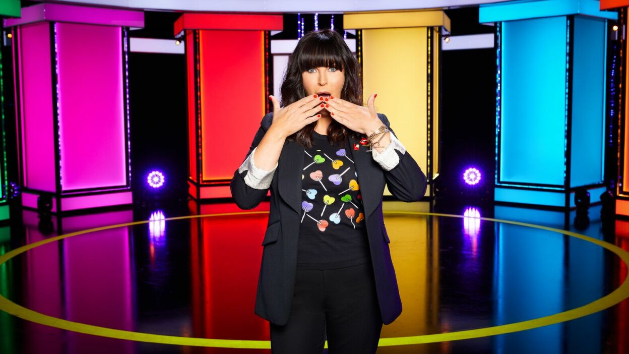 Presenter Anna Richardson stands on the set of Naked Attraction 