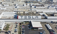 Aerial photo of Tesla's Fremont plant located in California