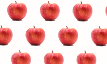 An apple replicated in a horizontal pattern