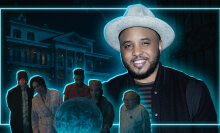 Justin Simien and the cast of "Haunted Mansion."