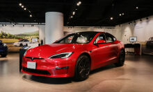 Tesla Model S in showroom