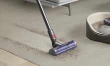 Dyson V8 cordless vacuum cleaner on carpet