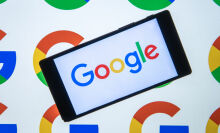Google logo on phone screen