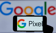 Google Pixel logo on phone screen
