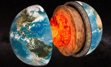 An illustrated model of the Earth showing each of its inner layers.