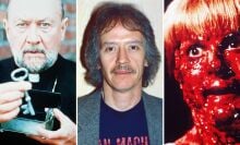 Composite of images from "Prince of Darkness" and a John Carpenter headshot from 1966.
