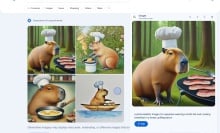 Google SGE showing AI generated images of a capybara cooking breakfast