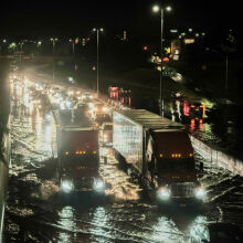 Heavy rains flooded the I-94 in Detroit.