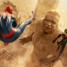 Peter and Miles fighting Sandman in 'Marvel's Spider-Man 2'