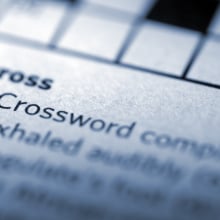 Closeup view of crossword puzzle clues