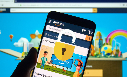 An unlocked padlock on Amazon mobile app