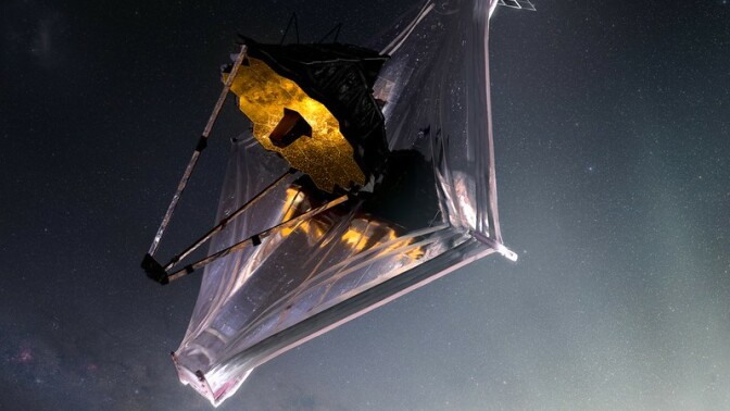 An artist's impression of the James Webb Space Telescope orbiting the sun 1 million miles from Earth.