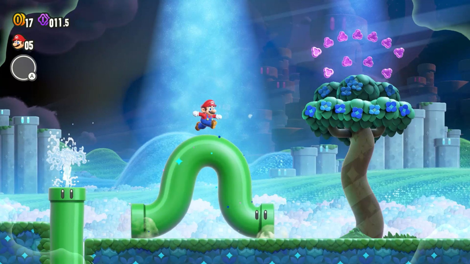 Wonder Effect with snake pipes in Mario Wonder