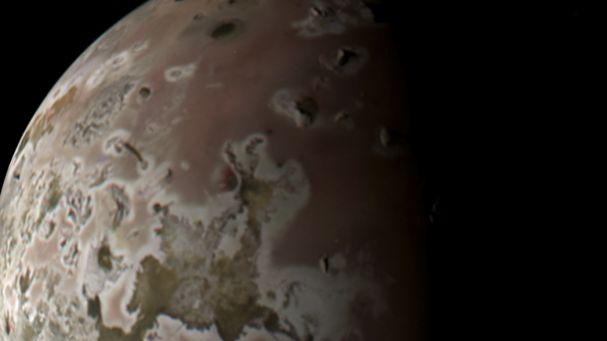 A view of Jupiter's volcanic moon Io captured in October 2023.