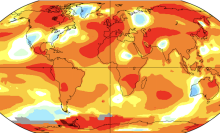 June 2023 was the hottest June in recorded history. The yellows, oranges, and reds show above average temperature anomalies.