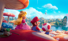 Mario, Toadstool, and Princess Peach in a still from the 'Super Mario Bros. Movie'
