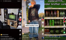 screenshots of tiktoks of 2000s older brother core posts