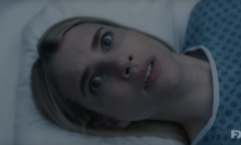 Emma Roberts lying in a hospital bed in "American Horror Story: Delicate."