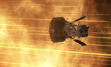 An artist's conception of NASA's Parker Solar Probe passing near the sun's atmosphere.