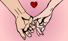 illustration of couple holding hands 