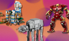 Lego sets featuring Minecraft, Star Wars, and Marvel characters overlaid on a colorful background