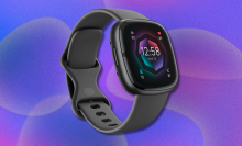 Fitbit Sense 2 on purple abstract background