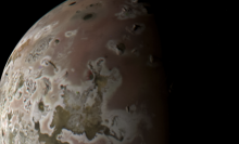 A view of Jupiter's volcanic moon Io captured in October 2023.