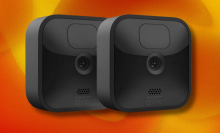 Blink Outdoor cameras on orange abstract background