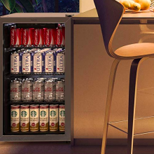 hOmeLabs Beverage Refrigerator and Cooler on a counter.