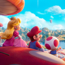 Mario, Toadstool, and Princess Peach in a still from the 'Super Mario Bros. Movie'