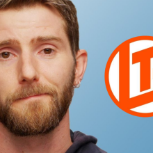Linus Sebastian's face, wearing a glum expression, next to the logo for Linus Tech Tips YouTube channel.