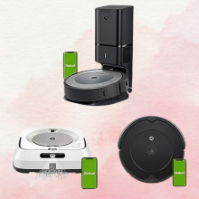 iRobot Roomba Vacuums against a pink background