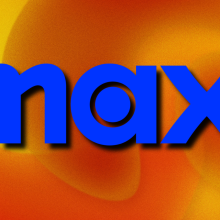 Max logo on orange and yellow abstract background