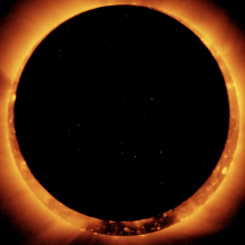 An annular solar eclipse seen as the moon traveled between Earth and the sun.