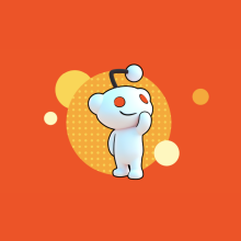 The Reddit logo is visible on an orange background.