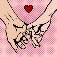 illustration of couple holding hands 