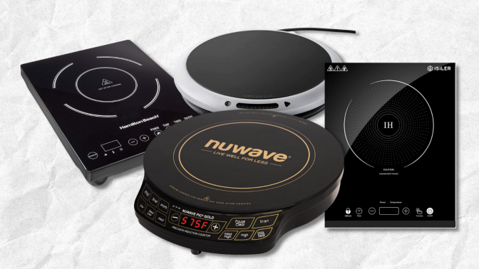 induction cooktops with white textured background