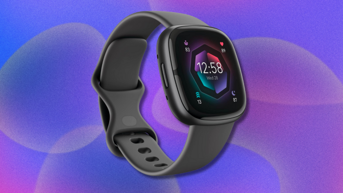 Fitbit Sense 2 on purple abstract background